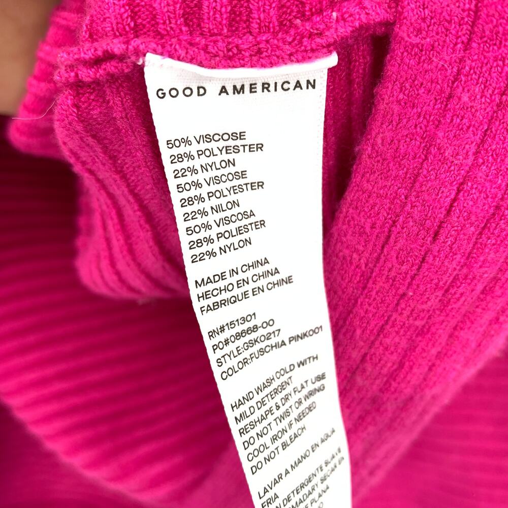 Good American Pullover Boxy Sweater Womens Size 4 US XL Hot Pink Ribbed Knit - Picture 6 of 6